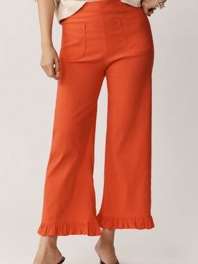 The Colette Magic Fabric Wide-Leg Ruffle-Hem Pants by Maeve